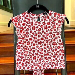 Front not see through. Red and white Colombian Brand Blouse. Open back